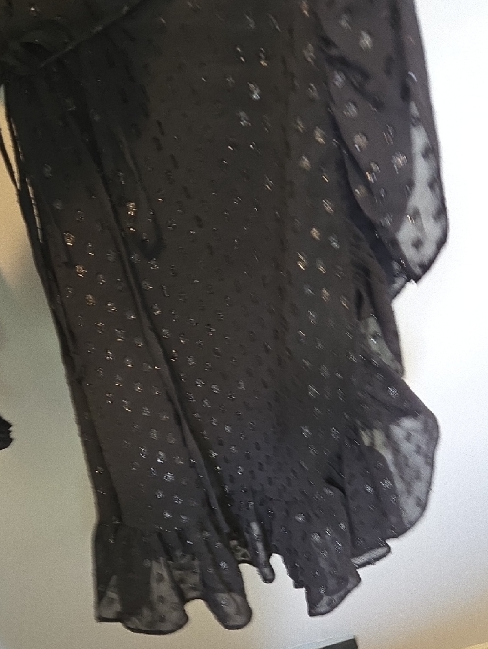 MICHAEL Michael Kors Black Long-Sleeve Dot-Texture Wrap Dress - Picture 5 of 11